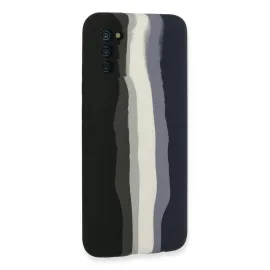 Newface Samsung Galaxy A03S Kılıf Ebruli Lansman Silikon - Siyah-Lacivert