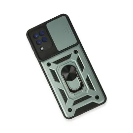 Newface Samsung Galaxy A22 Kılıf Pars Lens Yüzüklü Silikon - Yeşil