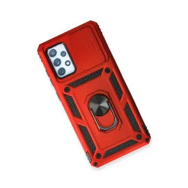 Newface Samsung Galaxy A73 5G Kılıf Pars Lens Yüzüklü Silikon - Kırmızı