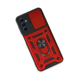 Newface Samsung Galaxy M14 5G Kılıf Pars Lens Yüzüklü Silikon - Kırmızı