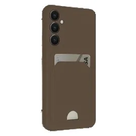 Newface Samsung Galaxy S24 Fe Kılıf Kelvin Kartvizitli Silikon - Kahverengi