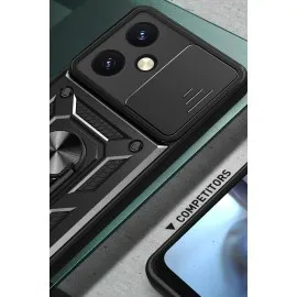 Newface Vivo Y27 Kılıf Pars Lens Yüzüklü Silikon - Lacivert