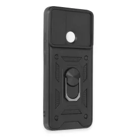 Newface Xiaomi Redmi 12C Kılıf Pars Lens Yüzüklü Silikon - Siyah