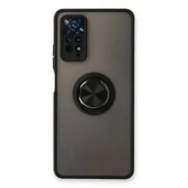 Newface Xiaomi Redmi Note 11 Pro Kılıf Montreal Yüzüklü Silikon Kapak - Siyah