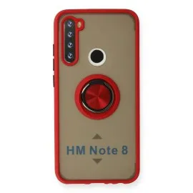 Newface Xiaomi Redmi Note 8 Kılıf Montreal Yüzüklü Silikon Kapak - Kırmızı