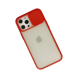 Newface Iphone 12 Pro Max Kılıf Palm Buzlu Kamera Sürgülü Silikon - Kırmızı