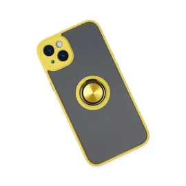 Newface Iphone 14 Kılıf Montreal Yüzüklü Silikon Kapak - Sarı