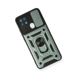 Newface Oppo A15 Kılıf Pars Lens Yüzüklü Silikon - Yeşil