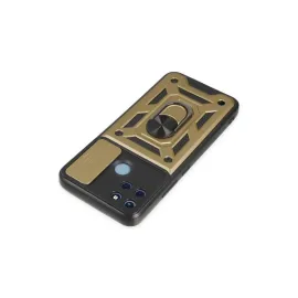 Newface Realme C25Y Kılıf Pars Lens Yüzüklü Silikon - Gold