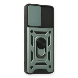 Newface Samsung Galaxy A02 Kılıf Pars Lens Yüzüklü Silikon - Yeşil