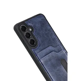 Newface Samsung Galaxy A17 5G Sara Kartvizitli Deri Kılıf - Lacivert