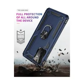 Newface Samsung Galaxy A72 Kılıf Sofya Yüzüklü Silikon Kapak - Lacivert