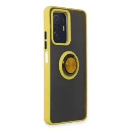 Newface Xiaomi Mi 11T Pro Kılıf Montreal Yüzüklü Silikon Kapak - Sarı