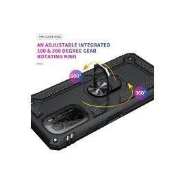 Newface Xiaomi Poco F3 Kılıf Sofya Yüzüklü Silikon Kapak - Siyah