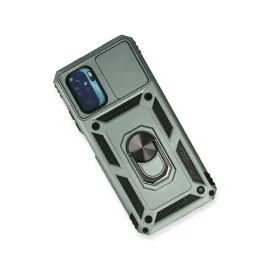 Newface Xiaomi Redmi Note 10 Kılıf Pars Lens Yüzüklü Silikon - Yeşil