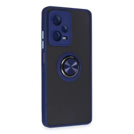 Newface Xiaomi Redmi Note 12 Pro 5G Kılıf Montreal Yüzüklü Silikon Kapak - Lacivert