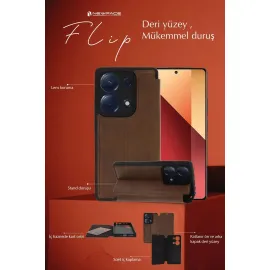 Newface Xiaomi Redmi Note 13 4G Kılıf Flip Cover - Kırmızı