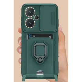 Newface Xiaomi Redmi Note 13 Pro Plus Kılıf Zuma Kartvizitli Yüzüklü Silikon - Lacivert