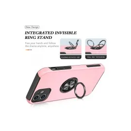 Newface Iphone 12 Kılıf Elit Yüzüklü Kapak - Pembe