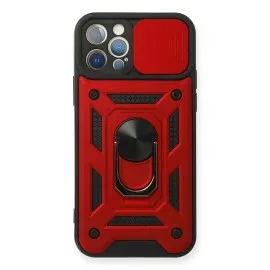 Newface Iphone 12 Pro Kılıf Pars Lens Yüzüklü Silikon - Kırmızı
