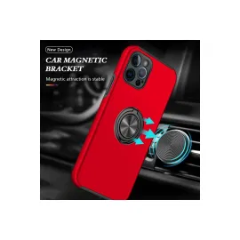 Newface Iphone 12 Pro Max Kılıf Elit Yüzüklü Kapak - Kırmızı