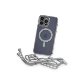 Newface Iphone 13 Pro Max Kılıf Divo Lazer Askılı Magsafe Kapak - Gümüş