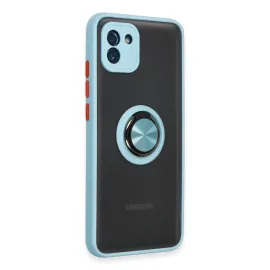 Newface Samsung Galaxy A03 Kılıf Montreal Yüzüklü Silikon Kapak - Buz Mavi