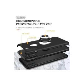 Newface Samsung Galaxy A11 Kılıf Elit Yüzüklü Kapak - Siyah