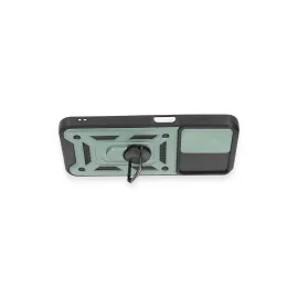 Newface Samsung Galaxy A14 4G Kılıf Pars Lens Yüzüklü Silikon - Yeşil