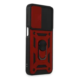 Newface Samsung Galaxy M34 5G Kılıf Pars Lens Yüzüklü Silikon - Kırmızı