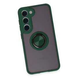 Newface Samsung Galaxy S23 Kılıf Montreal Yüzüklü Silikon Kapak - Yeşil