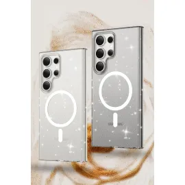 Newface Samsung Galaxy S23 Ultra Kılıf Glow Magsafe Kapak - Siyah