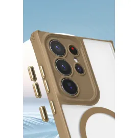 Newface Samsung Galaxy S24 Ultra Kılıf Enka Magsafe Silikon Kılıf - Şeffaf