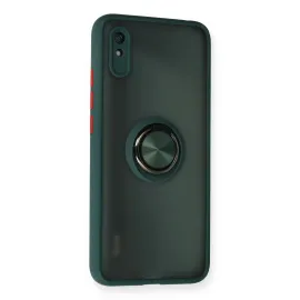 Newface Xiaomi Redmi 9A Kılıf Montreal Yüzüklü Silikon Kapak - Yeşil