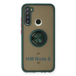 Newface Xiaomi Redmi Note 8 Kılıf Montreal Yüzüklü Silikon Kapak - Yeşil