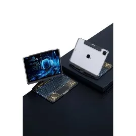 Newface Jp11 Ipad Pro 11 (2022) Kılıf Vales Dönen Ledli Klavyeli Tablet Kılıfı - Siyah