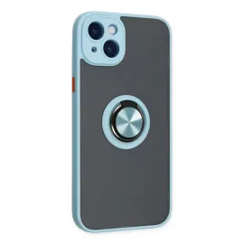 Newface Iphone 14 Kılıf Montreal Yüzüklü Silikon Kapak - Buz Mavi