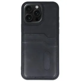 Newface Iphone 15 Pro Max Kılıf Sara Kartvizitli Deri Kılıf - Siyah