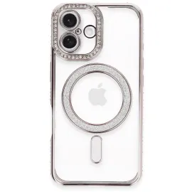 Newface Iphone 16 Kılıf Joke Simli Magneticsafe Kılıf - Pembe