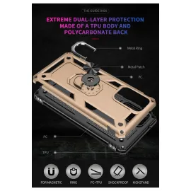 Newface Samsung Galaxy A02S Kılıf Sofya Yüzüklü Silikon Kapak - Gold