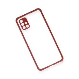 Newface Samsung Galaxy A51 Kılıf Miami Şeffaf Silikon - Fuşya