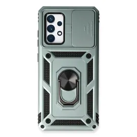 Newface Samsung Galaxy A73 5G Kılıf Pars Lens Yüzüklü Silikon - Yeşil