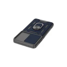 Newface Samsung Galaxy S21 Fe Kılıf Pars Lens Yüzüklü Silikon - Lacivert