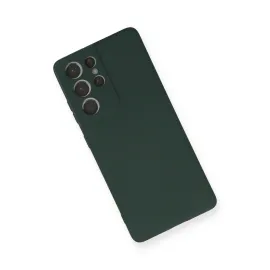 Newface Samsung Galaxy S21 Ultra Kılıf Nano Içi Kadife Silikon - Koyu Yeşil
