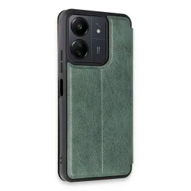 Newface Xiaomi Redmi 13C Kılıf Flip Cover - Koyu Yeşil