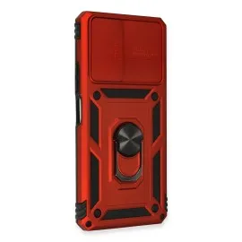 Newface Xiaomi Redmi Note 10 Pro Kılıf Pars Lens Yüzüklü Silikon - Kırmızı