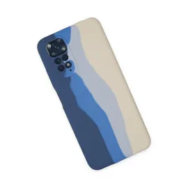 Newface Xiaomi Redmi Note 11 Kılıf Ebruli Lansman Silikon - Lacivert-Krem