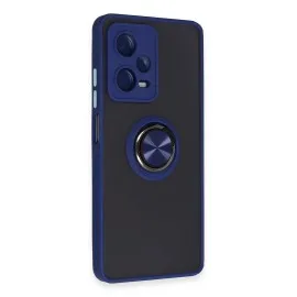 Newface Xiaomi Redmi Note 12 5G Kılıf Montreal Yüzüklü Silikon Kapak - Lacivert