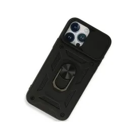 Newface Iphone 15 Pro Kılıf Pars Lens Yüzüklü Silikon - Siyah