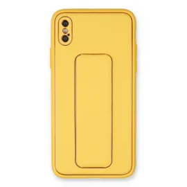 Newface Iphone Xs Max Kılıf Coco Deri Standlı Kapak - Sarı